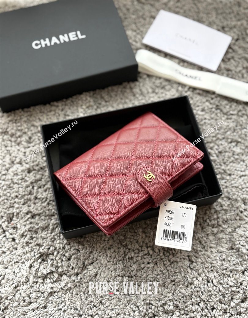 Chanel Grained Calfskin Passport Cover Red 2025 A3658 (yezi-250702062)
