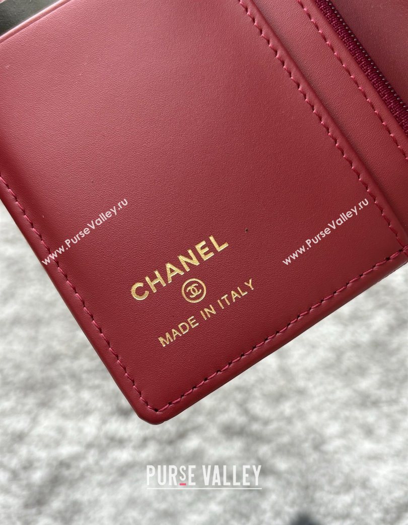 Chanel Grained Calfskin Passport Cover Red 2025 A3658 (yezi-250702062)