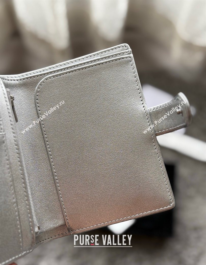 Chanel Lambskin Passport Cover Silver-Tone 2025 A3658 (yezi-250702063)