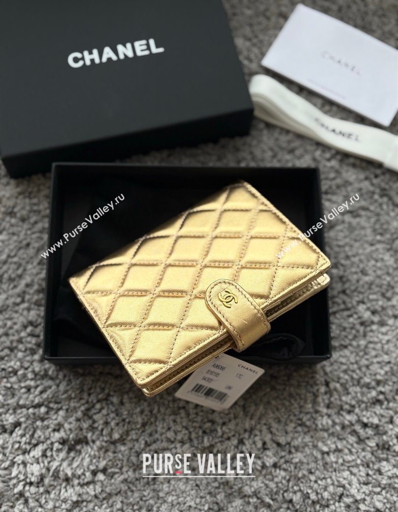 Chanel Lambskin Passport Cover Gold-Tone 2025 A3658 (yezi-250702064)