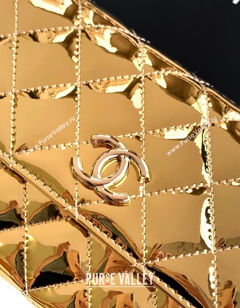 Chanel Patent Calfskin Mini Flap Bag with Top Handle Bag Gold 2025 0702 (yezi-250702047)