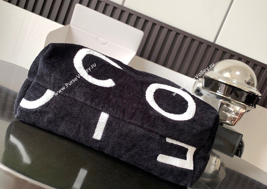 Chanel Cotton Coco Beach Bag Black/White 2025 AA3846 (ssz-250702068)