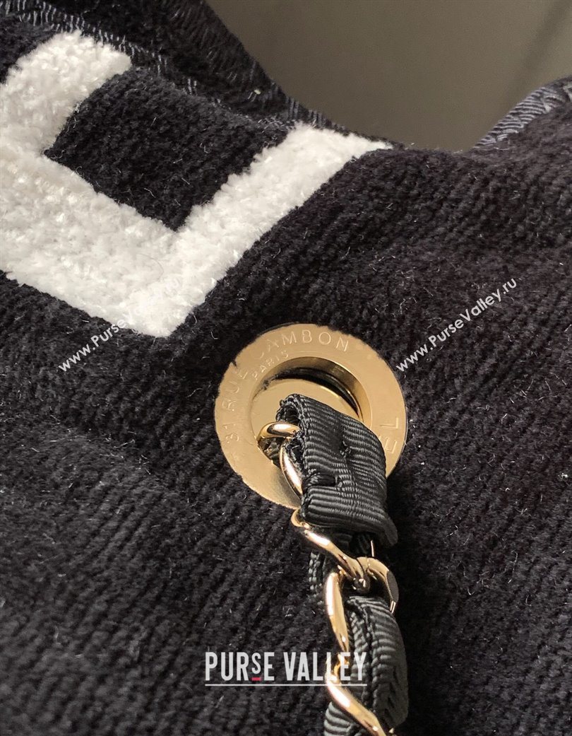 Chanel Cotton Coco Beach Bag Black/White 2025 AA3846 (ssz-250702068)