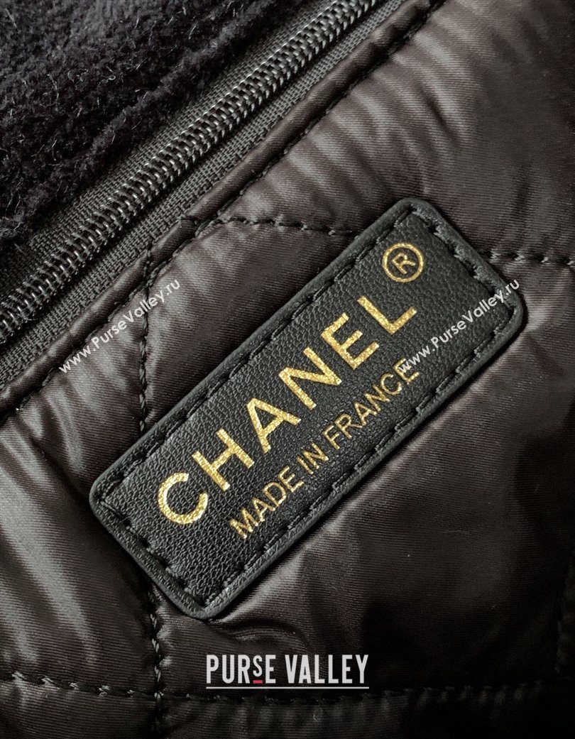 Chanel Cotton Coco Beach Bag Black/White 2025 AA3846 (ssz-250702068)