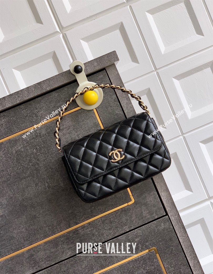 Chanel Lambskin Mini Flap Bag with Top Handle Bag Black 2025 0702 (yezi-250702048)