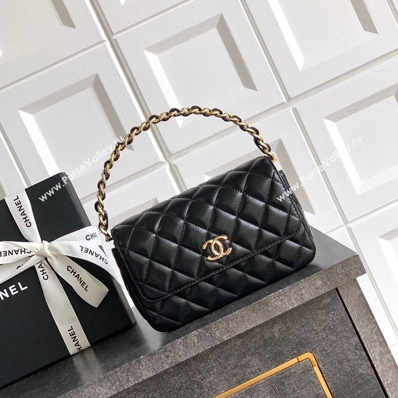 Chanel Lambskin Mini Flap Bag with Top Handle Bag Black 2025 0702 (yezi-250702048)