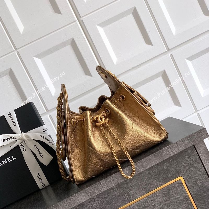Chanel 25 Mini Hobo Handbag in Grained Calfskin Bronze 2025 AS5631 (yezi-250702070)
