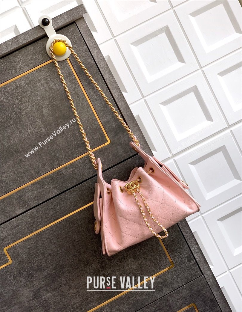 Chanel 25 Mini Hobo Handbag in Grained Calfskin Light Pink 2025 AS5631 (yezi-250702072)