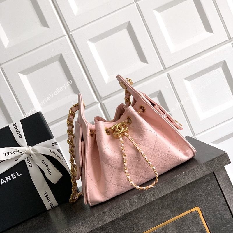Chanel 25 Mini Hobo Handbag in Grained Calfskin Light Pink 2025 AS5631 (yezi-250702072)