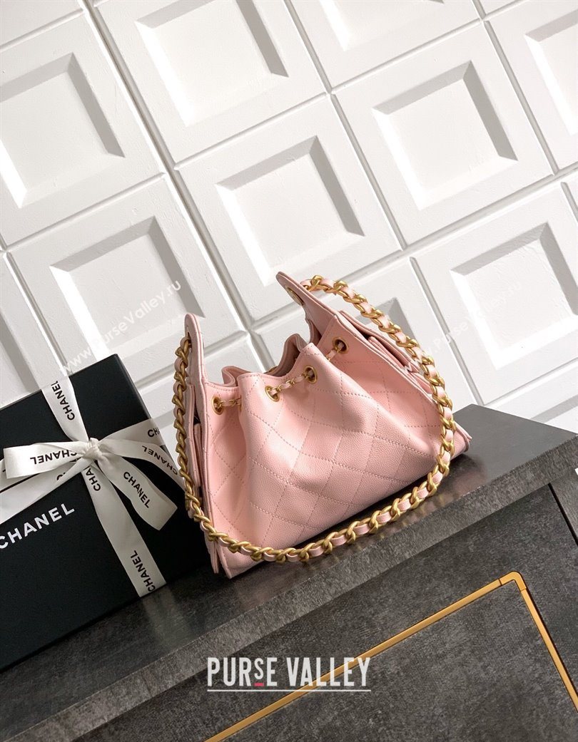 Chanel 25 Mini Hobo Handbag in Grained Calfskin Light Pink 2025 AS5631 (yezi-250702072)