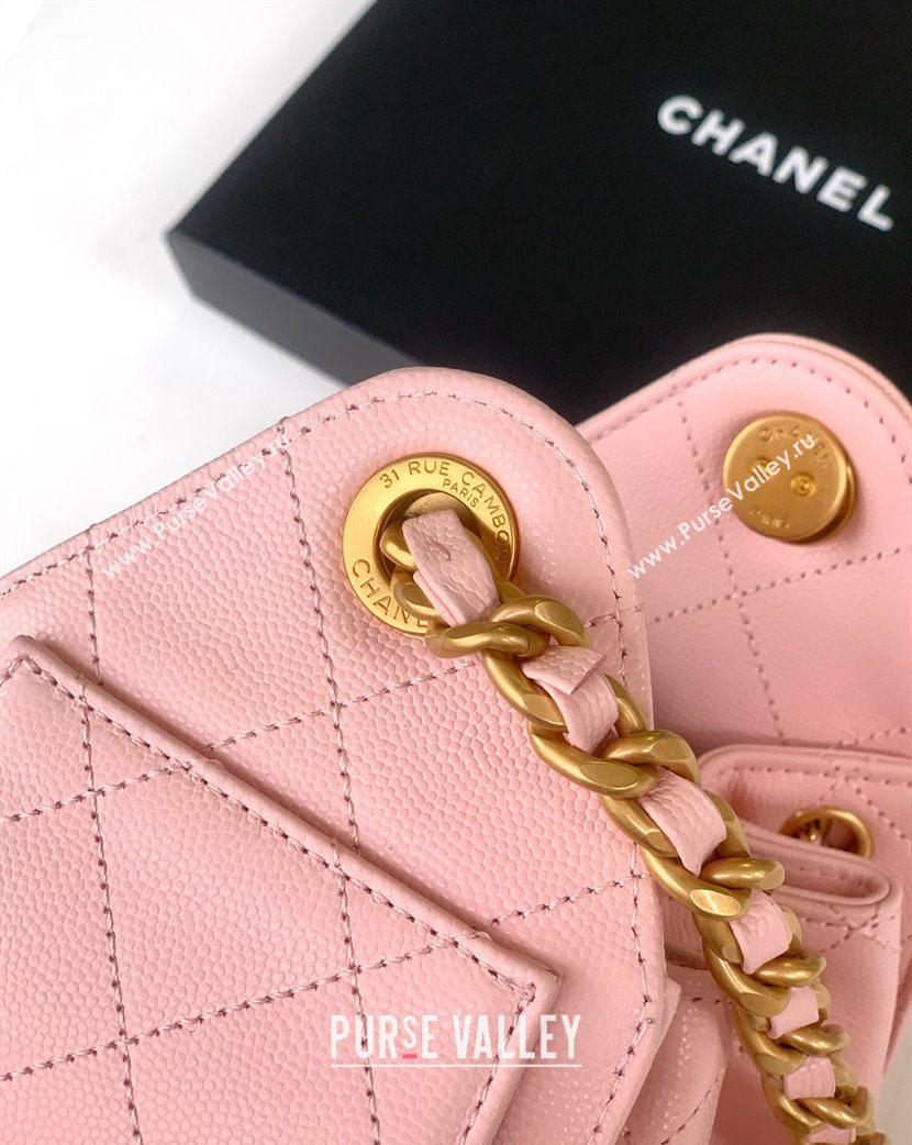 Chanel 25 Mini Hobo Handbag in Grained Calfskin Light Pink 2025 AS5631 (yezi-250702072)