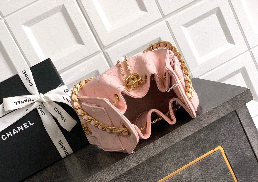 Chanel 25 Mini Hobo Handbag in Grained Calfskin Light Pink 2025 AS5631 (yezi-250702072)