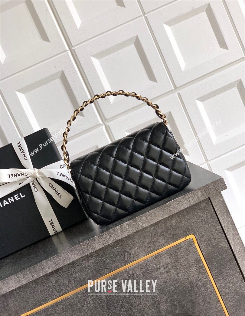 Chanel Lambskin Mini Flap Bag with Top Handle Bag Black 2025 0702 (yezi-250702048)