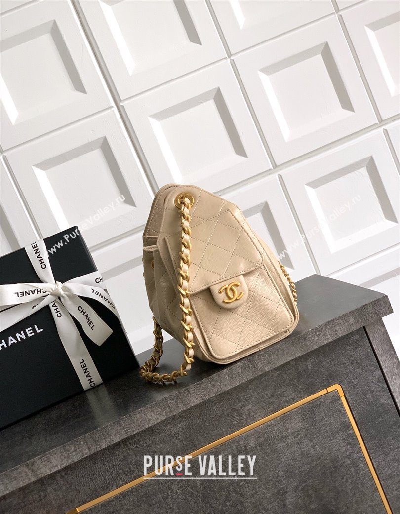 Chanel 25 Mini Hobo Handbag in Grained Calfskin Beige 2025 AS5631 (yezi-250702073)