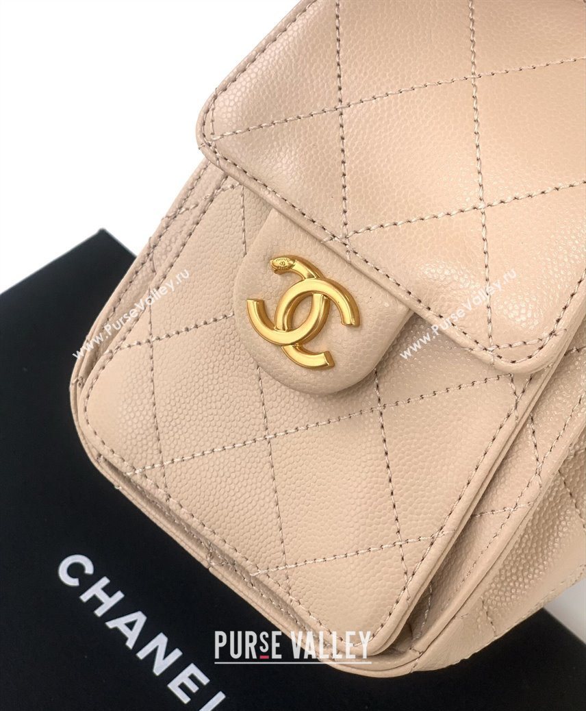 Chanel 25 Mini Hobo Handbag in Grained Calfskin Beige 2025 AS5631 (yezi-250702073)