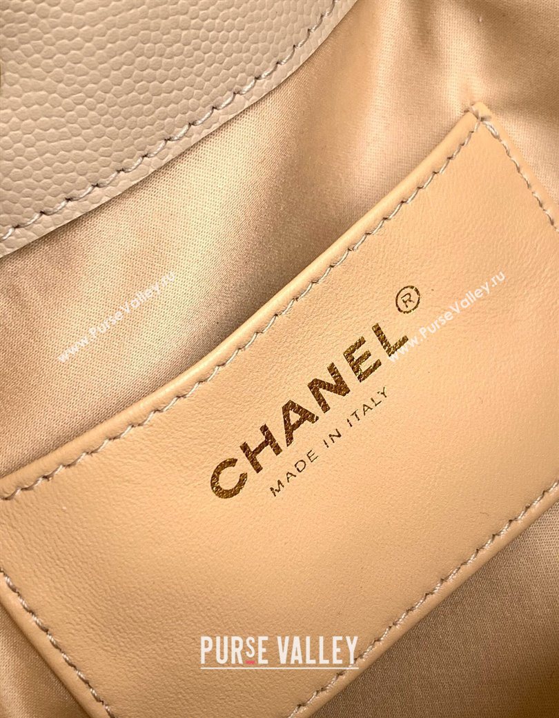Chanel 25 Mini Hobo Handbag in Grained Calfskin Beige 2025 AS5631 (yezi-250702073)