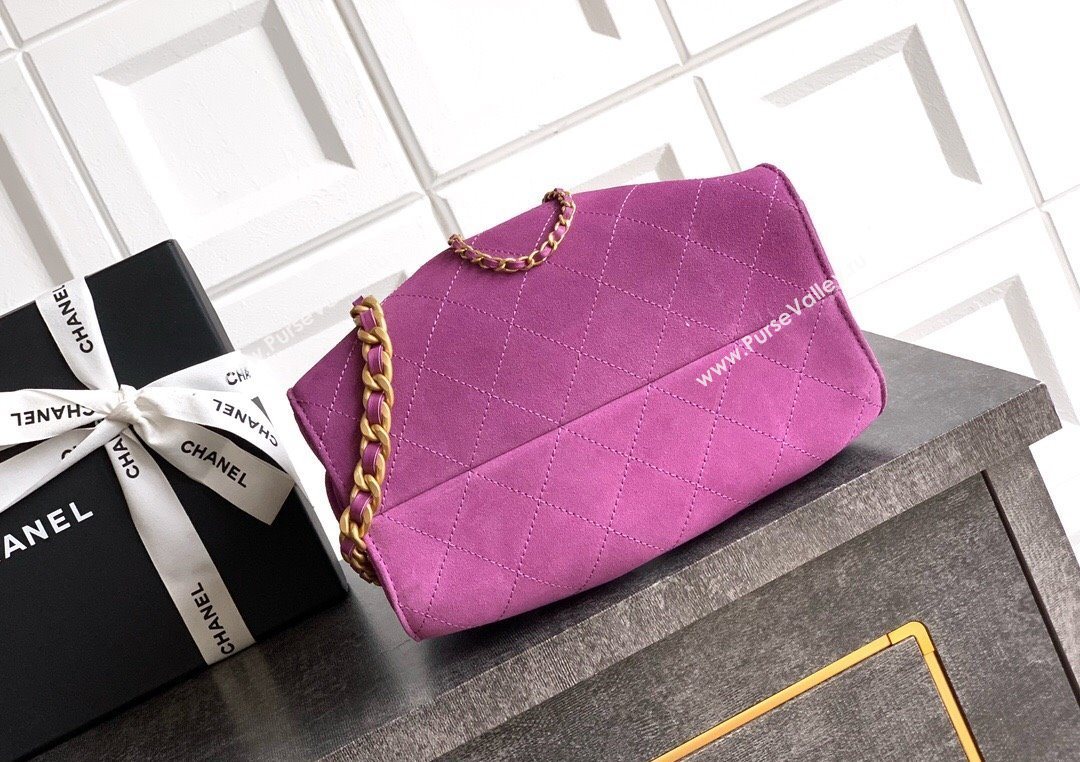 Chanel 25 Mini Hobo Handbag in Suede Purple 2025 AS5631 (yezi-250702075)