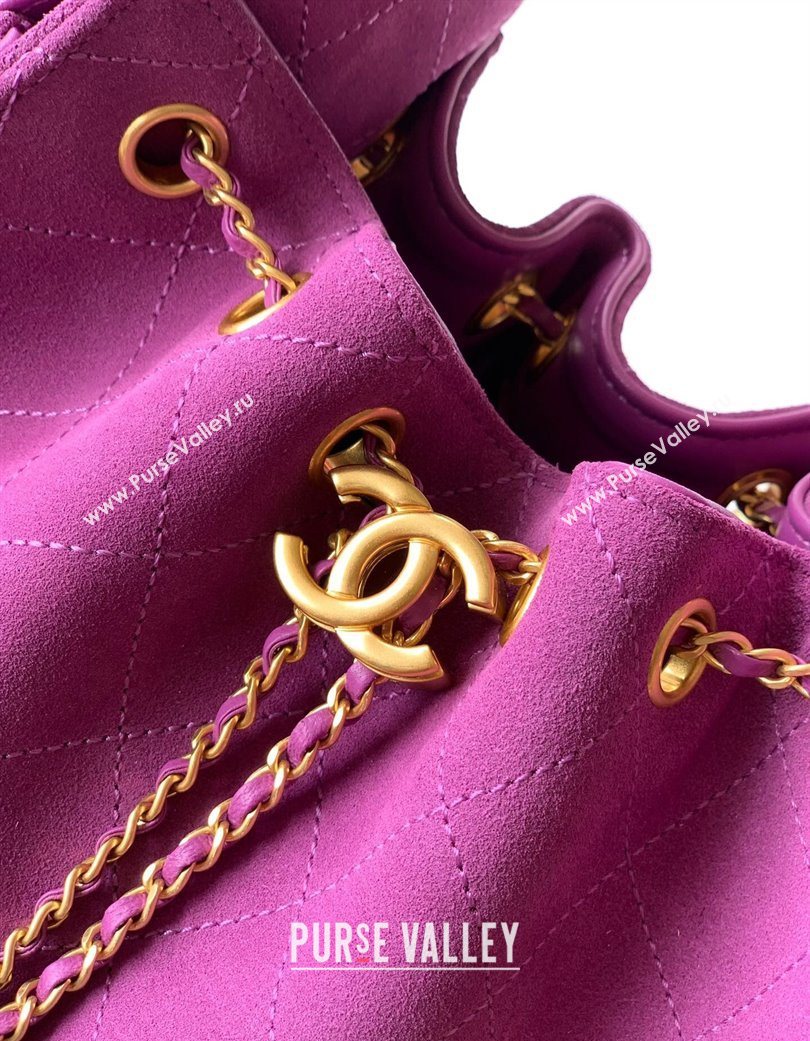 Chanel 25 Mini Hobo Handbag in Suede Purple 2025 AS5631 (yezi-250702075)