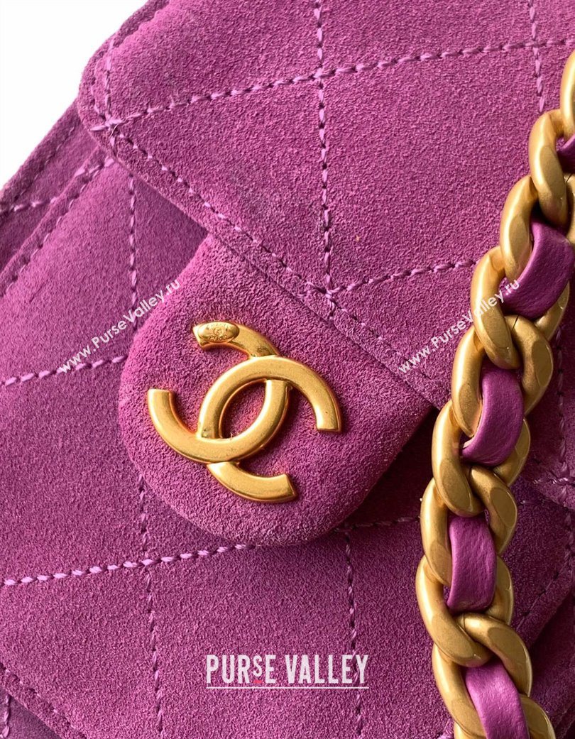Chanel 25 Mini Hobo Handbag in Suede Purple 2025 AS5631 (yezi-250702075)