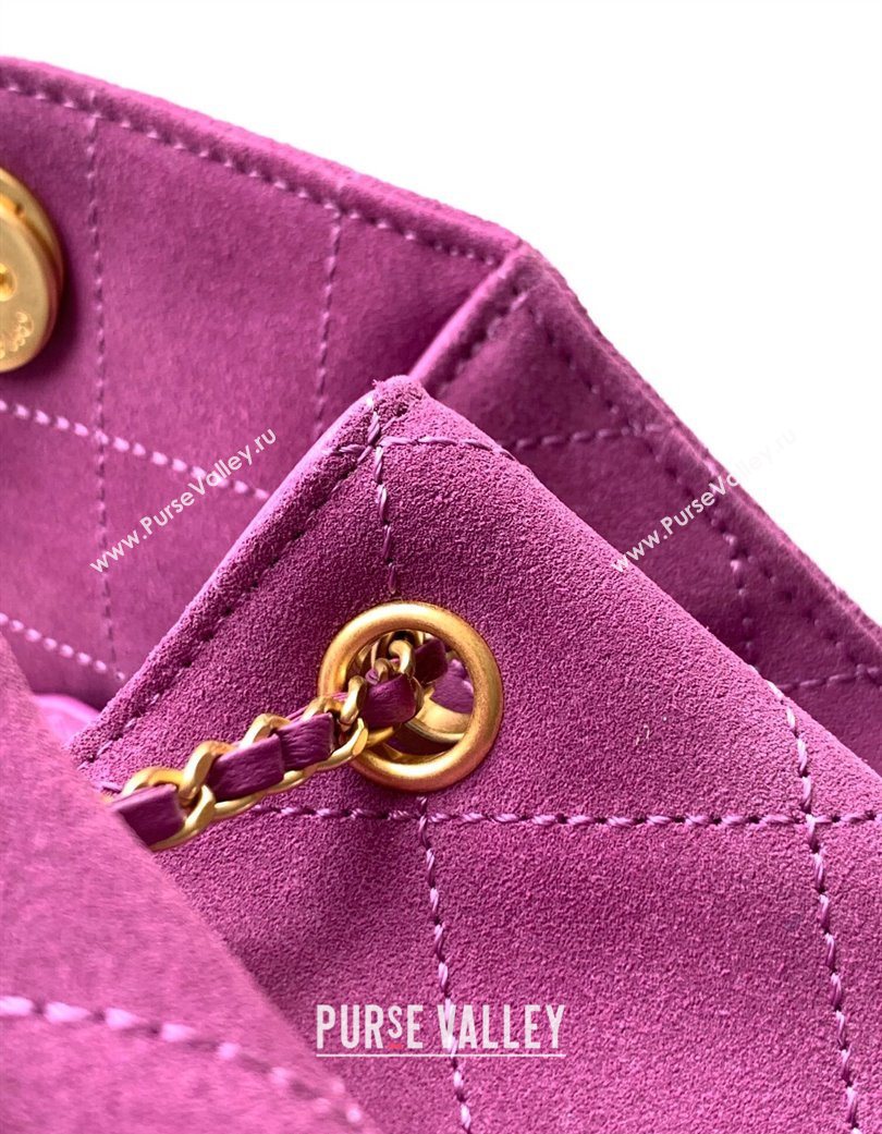 Chanel 25 Mini Hobo Handbag in Suede Purple 2025 AS5631 (yezi-250702075)