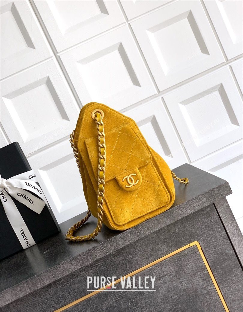 Chanel 25 Mini Hobo Handbag in Suede Yellow 2025 AS5631 (yezi-250702076)