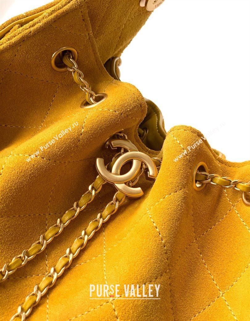Chanel 25 Mini Hobo Handbag in Suede Yellow 2025 AS5631 (yezi-250702076)