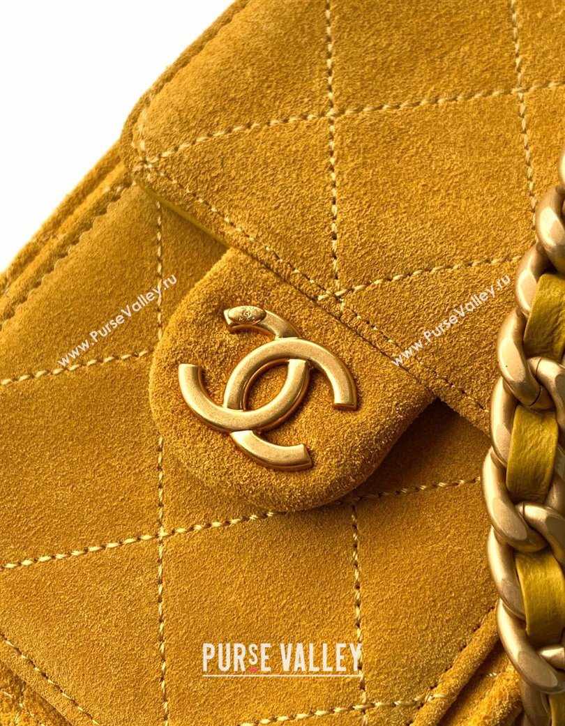 Chanel 25 Mini Hobo Handbag in Suede Yellow 2025 AS5631 (yezi-250702076)