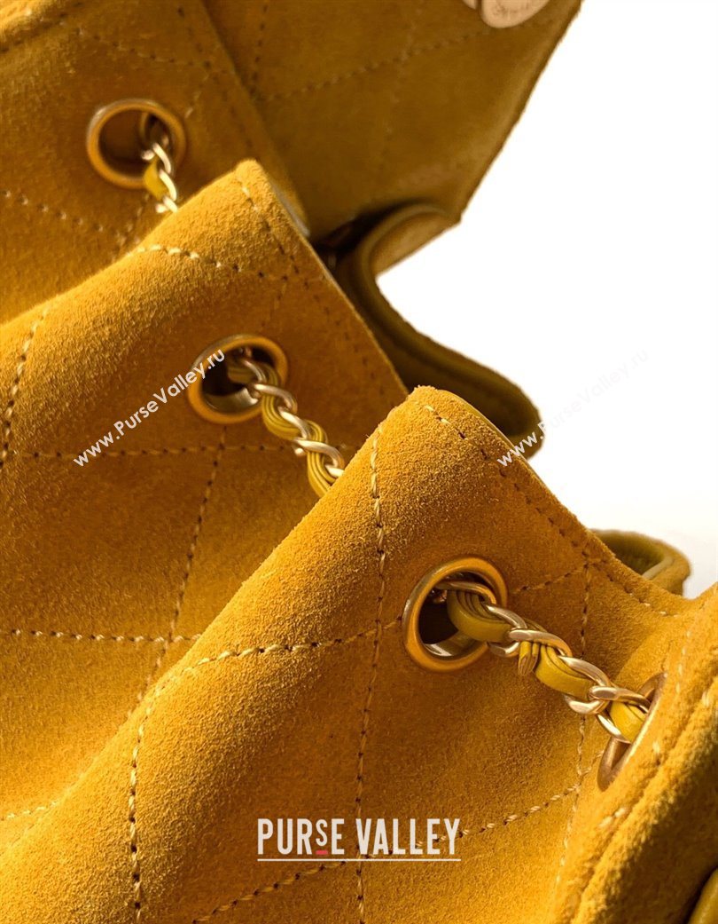 Chanel 25 Mini Hobo Handbag in Suede Yellow 2025 AS5631 (yezi-250702076)