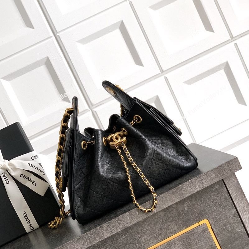 Chanel 25 Mini Hobo Handbag in Grained Calfskin Black 2025 AS5631 (yezi-250702077)