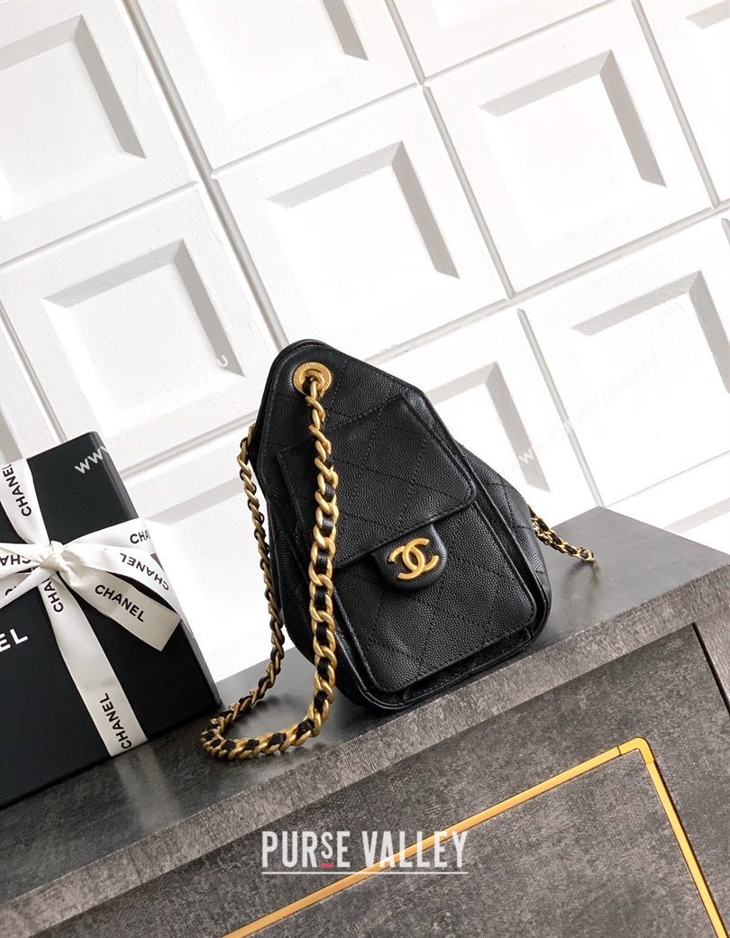 Chanel 25 Mini Hobo Handbag in Grained Calfskin Black 2025 AS5631 (yezi-250702077)