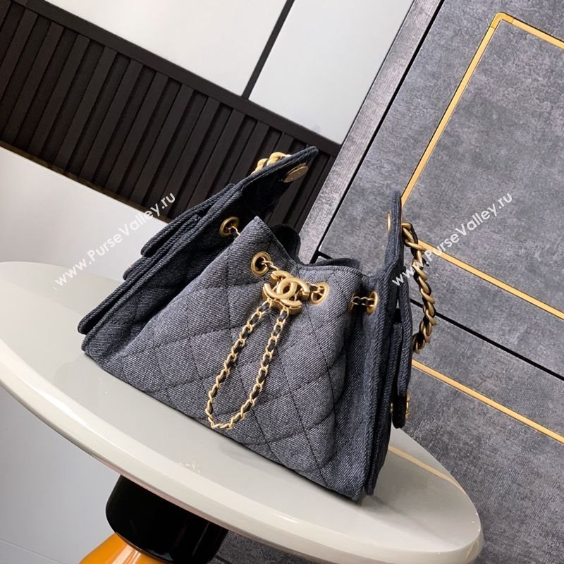 Chanel 25 Mini Hobo Handbag in Denim Grey 2025 AS5631 (yezi-250702078)