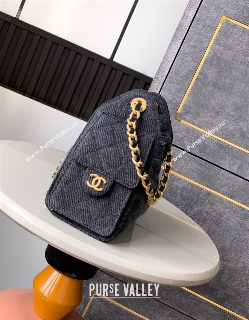 Chanel 25 Mini Hobo Handbag in Denim Grey 2025 AS5631 (yezi-250702078)
