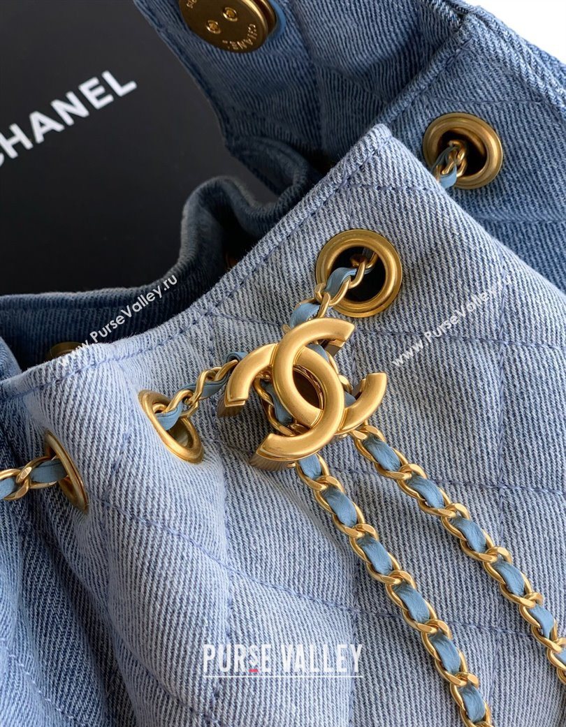 Chanel 25 Mini Hobo Handbag in Denim Light Blue 2025 AS5631 (yezi-250702079)