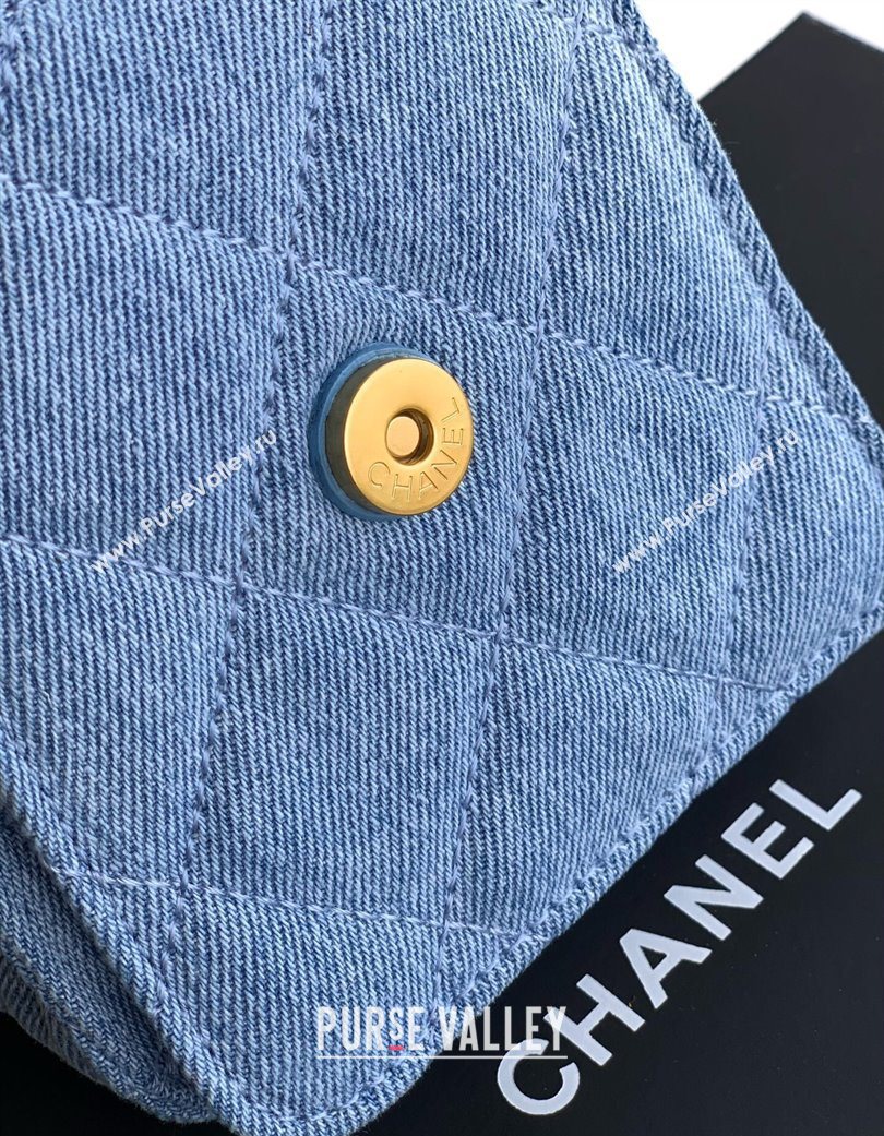 Chanel 25 Mini Hobo Handbag in Denim Light Blue 2025 AS5631 (yezi-250702079)