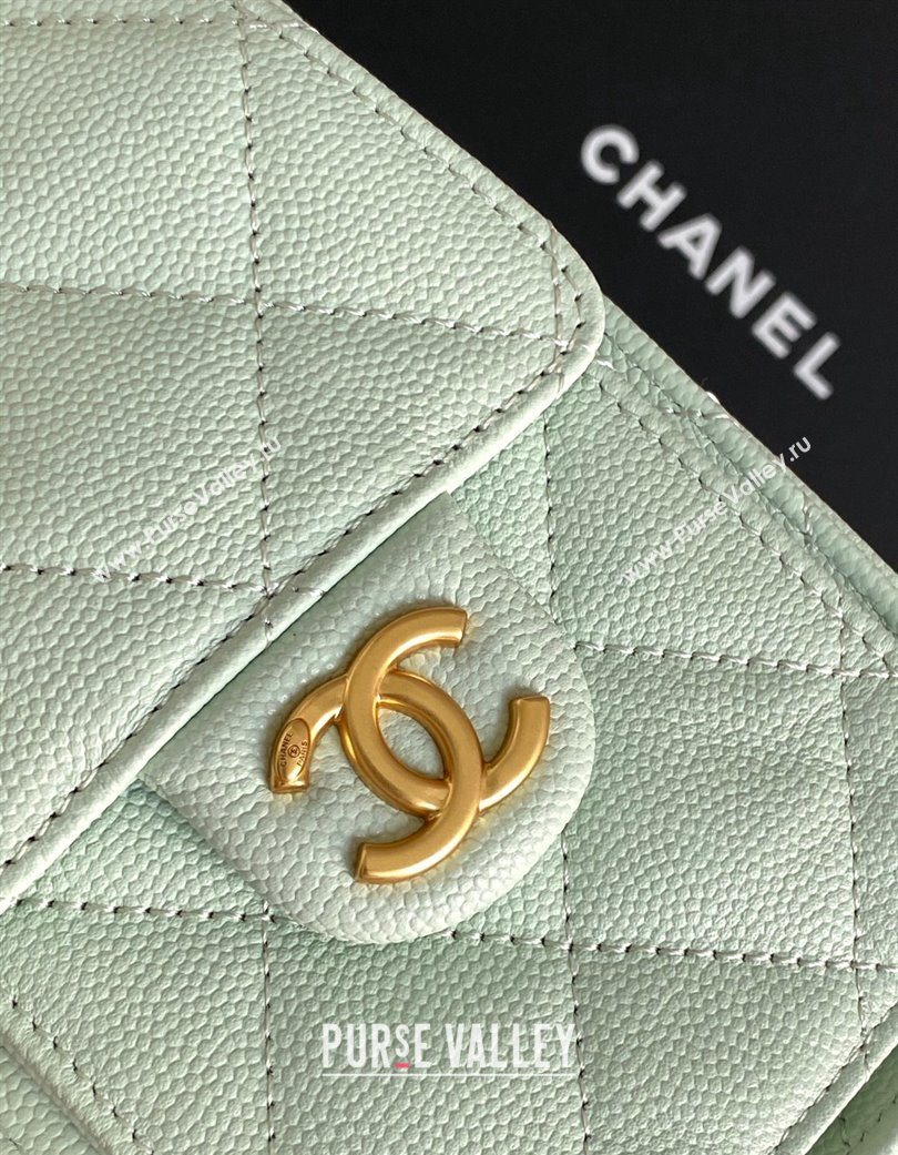 Chanel 25 Mini Hobo Handbag in Grained Calfskin Light Green 2025 AS5631 (yezi-250702080)