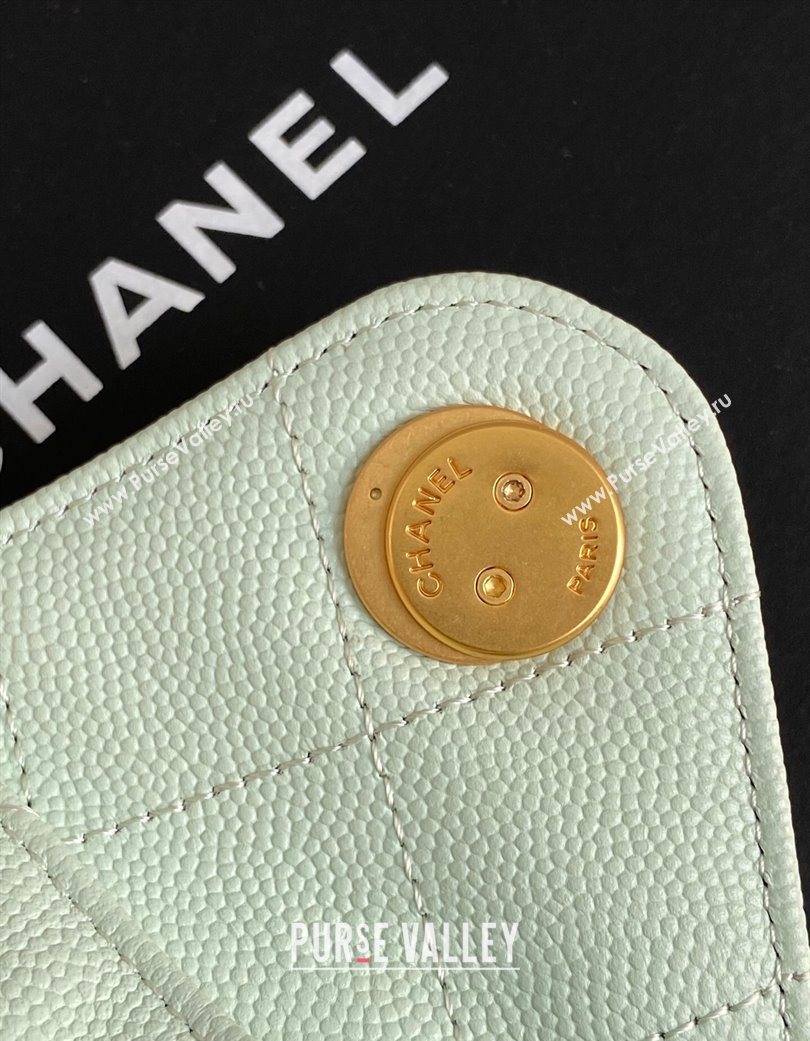 Chanel 25 Mini Hobo Handbag in Grained Calfskin Light Green 2025 AS5631 (yezi-250702080)