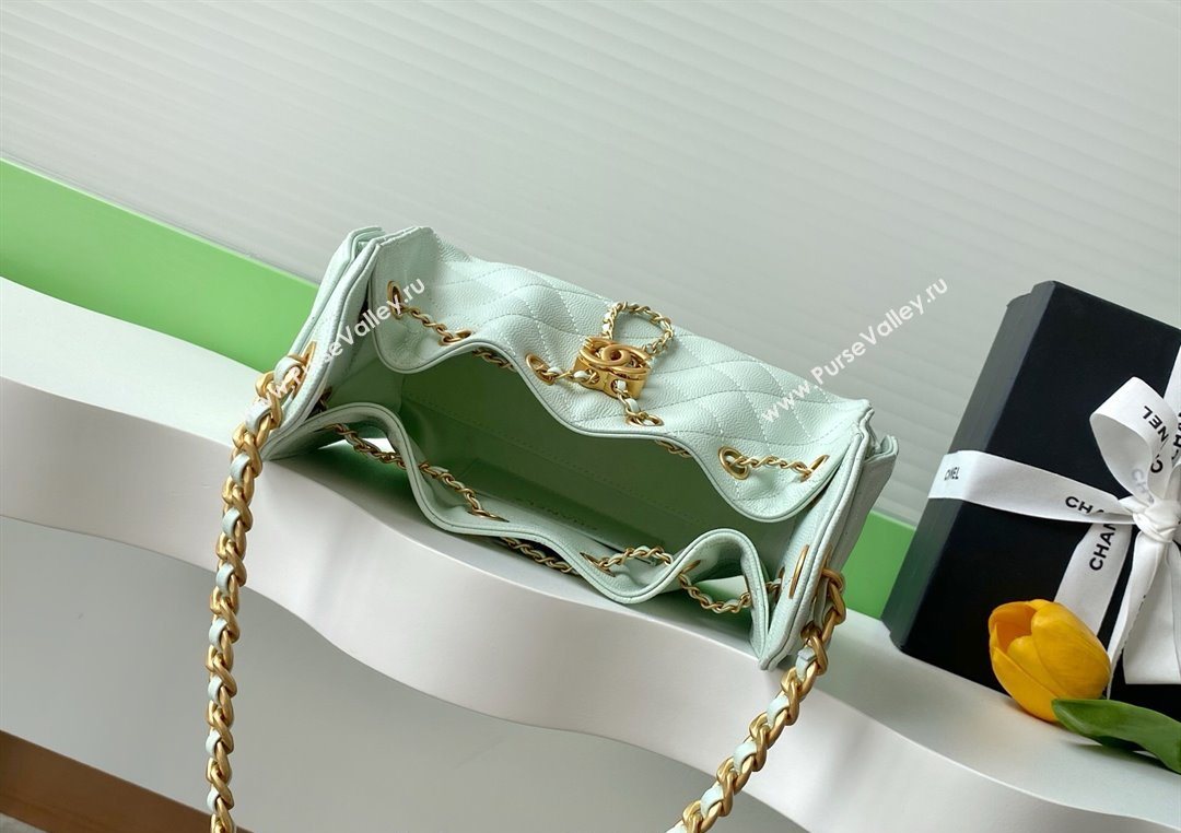 Chanel 25 Mini Hobo Handbag in Grained Calfskin Light Green 2025 AS5631 (yezi-250702080)