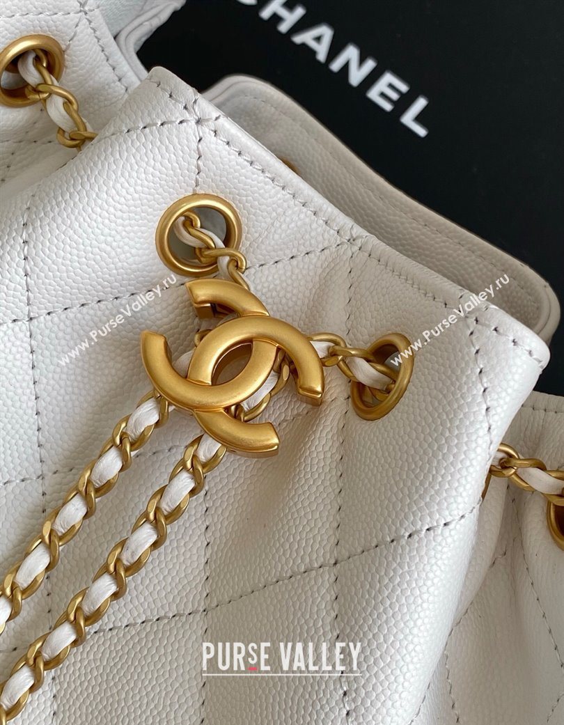 Chanel 25 Mini Hobo Handbag in Grained Calfskin White 2025 AS5631 (yezi-250702081)