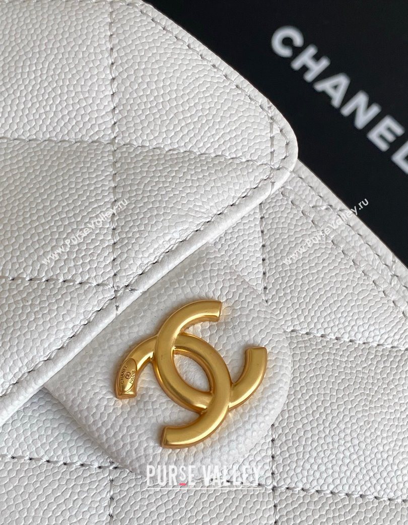 Chanel 25 Mini Hobo Handbag in Grained Calfskin White 2025 AS5631 (yezi-250702081)