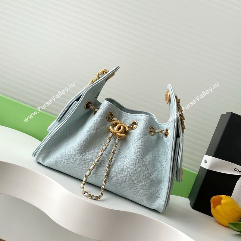 Chanel 25 Mini Hobo Handbag in Grained Calfskin Light Blue 2025 AS5631 (yezi-250702082)