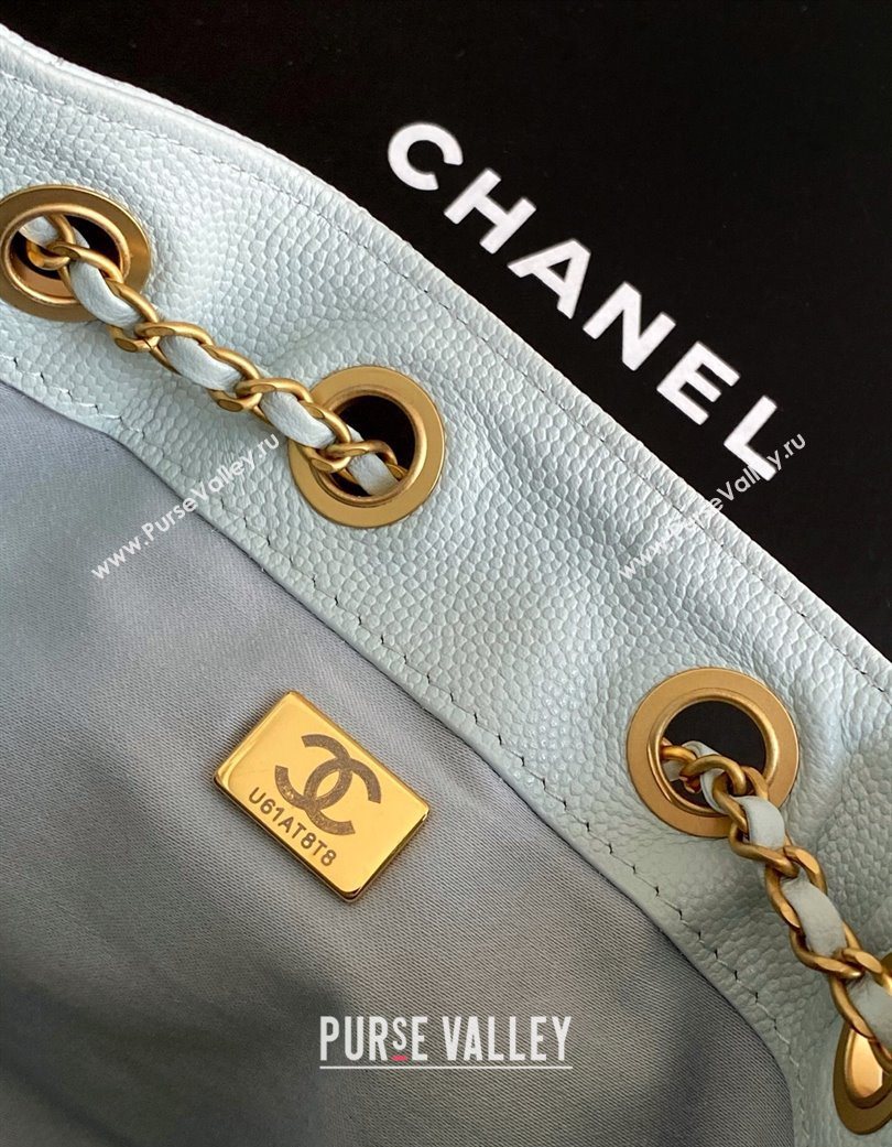 Chanel 25 Mini Hobo Handbag in Grained Calfskin Light Blue 2025 AS5631 (yezi-250702082)