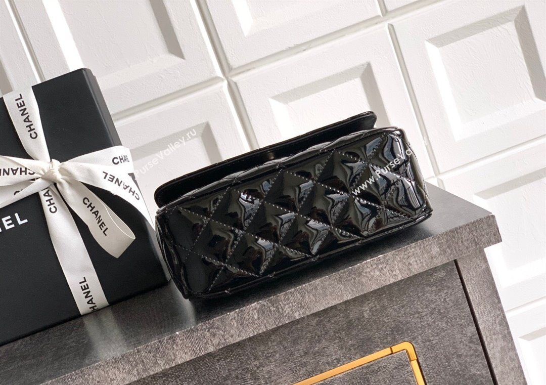 Chanel Patent Calfskin Mini Flap Bag with Top Handle Bag Black 2025 0702 (yezi-250702049)