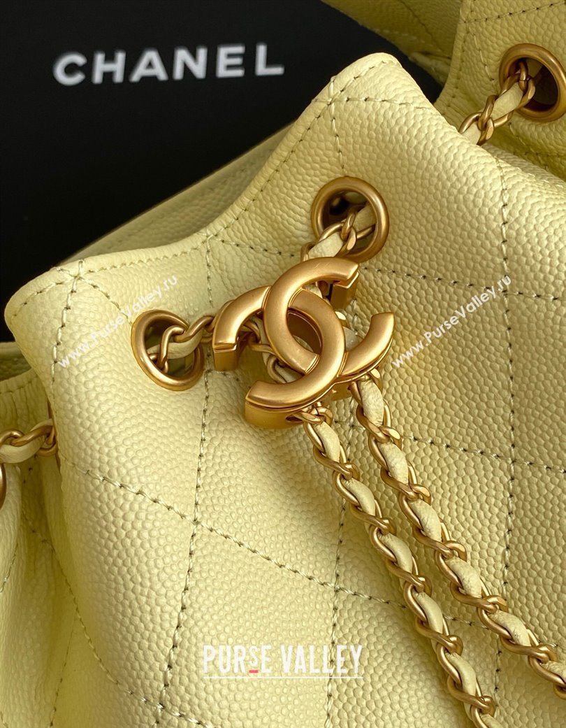Chanel 25 Mini Hobo Handbag in Grained Calfskin Light Yellow 2025 AS5631 (yezi-250702083)