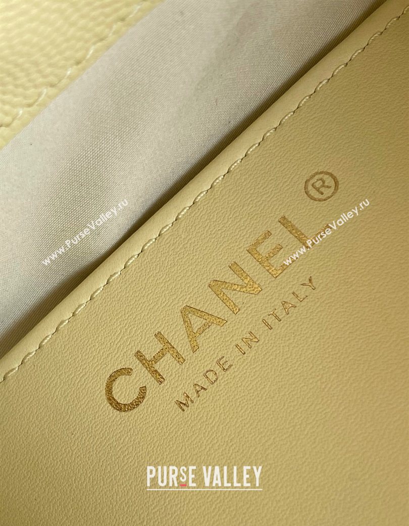 Chanel 25 Mini Hobo Handbag in Grained Calfskin Light Yellow 2025 AS5631 (yezi-250702083)