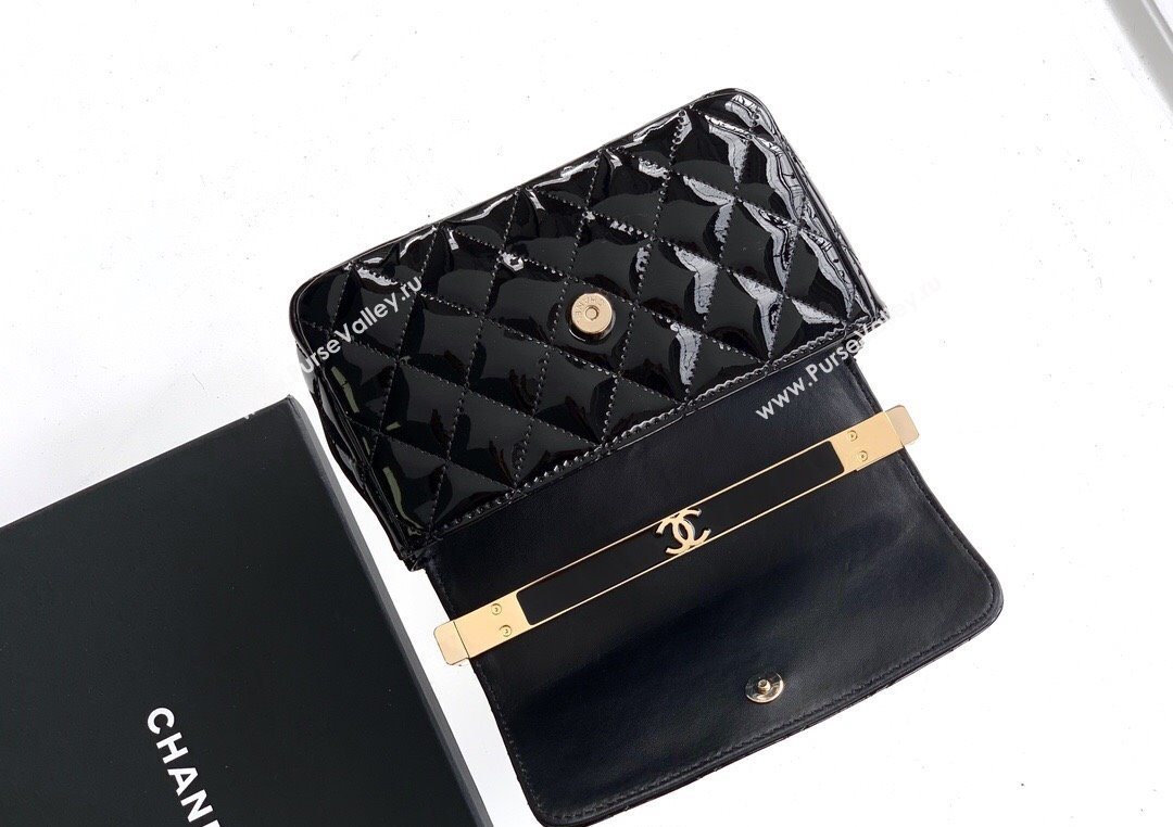 Chanel Patent Calfskin Mini Flap Bag with Top Handle Bag Black 2025 0702 (yezi-250702049)