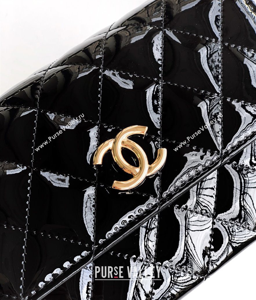 Chanel Patent Calfskin Mini Flap Bag with Top Handle Bag Black 2025 0702 (yezi-250702049)