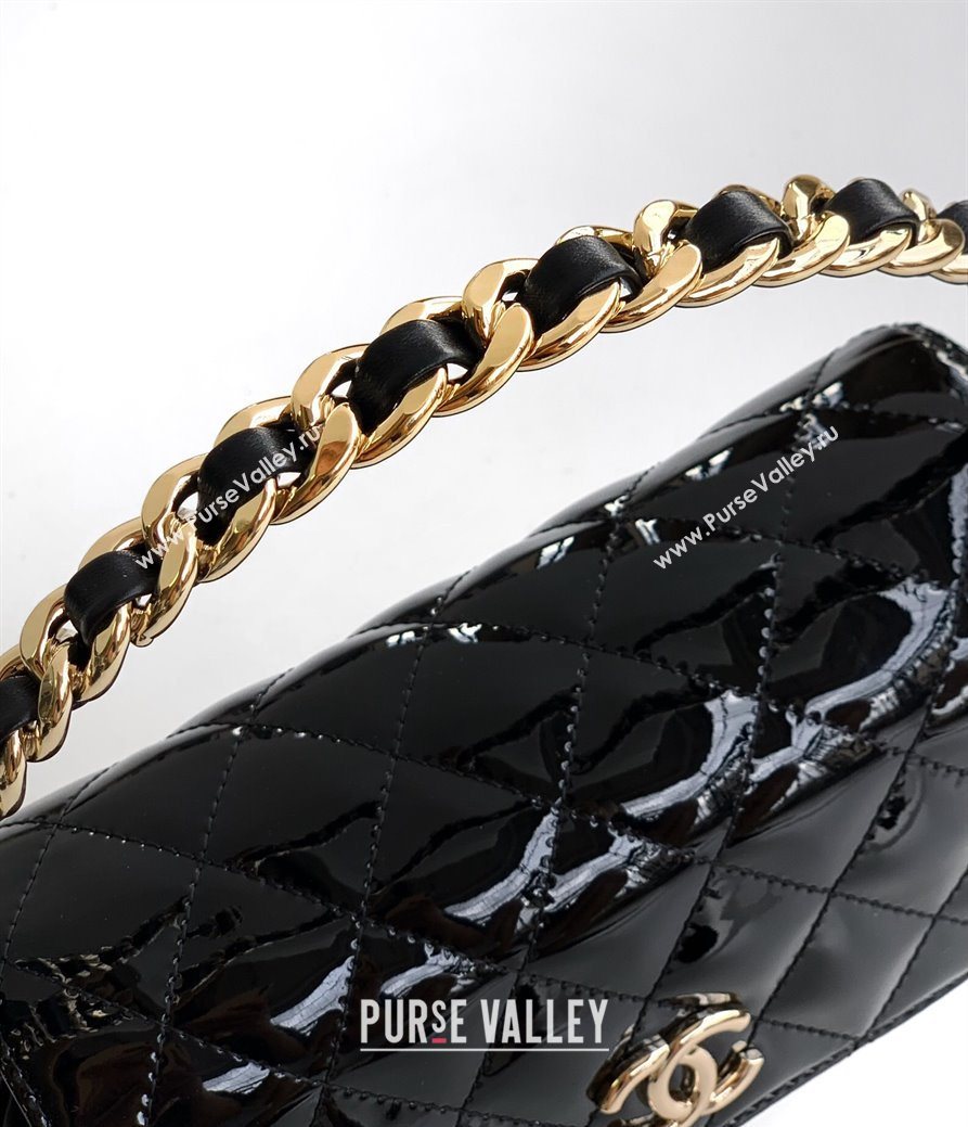Chanel Patent Calfskin Mini Flap Bag with Top Handle Bag Black 2025 0702 (yezi-250702049)