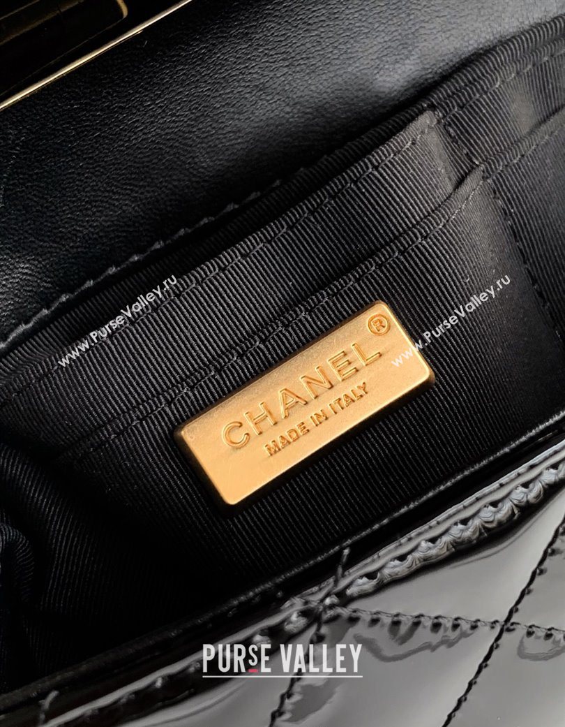 Chanel Patent Calfskin Mini Flap Bag with Top Handle Bag Black 2025 0702 (yezi-250702049)