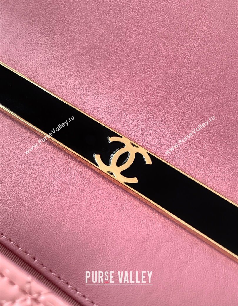 Chanel Patent Calfskin Mini Flap Bag with Top Handle Bag Light Pink 2025 0702 (yezi-250702050)
