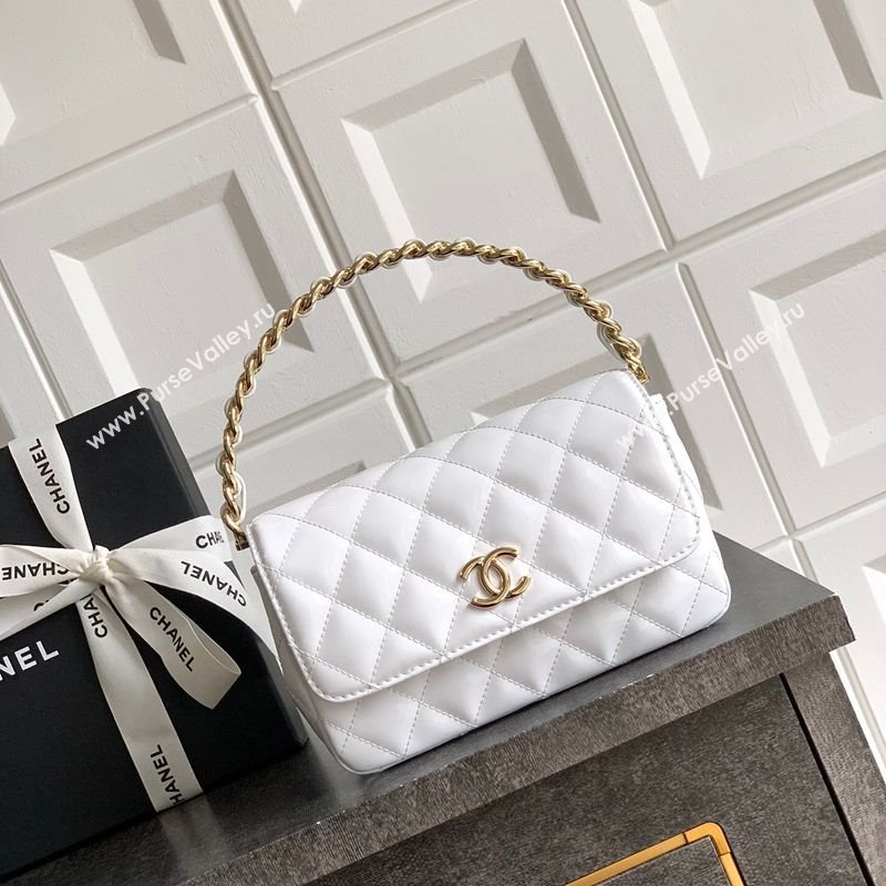 Chanel Patent Calfskin Mini Flap Bag with Top Handle Bag White 2025 0702 (yezi-250702051)